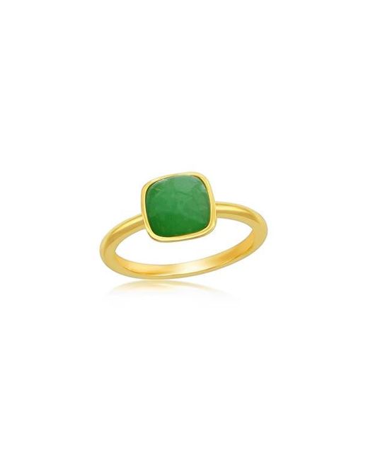 Simona Green Cushion Jade Solitaire Ring