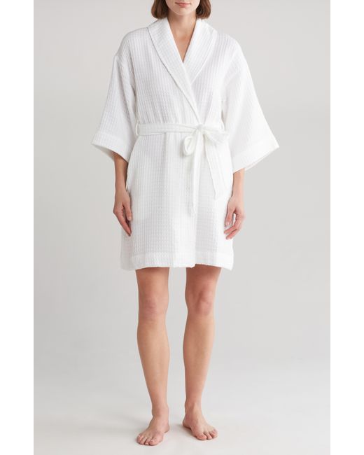 Nordstrom White Cotton Waffle Knit Robe