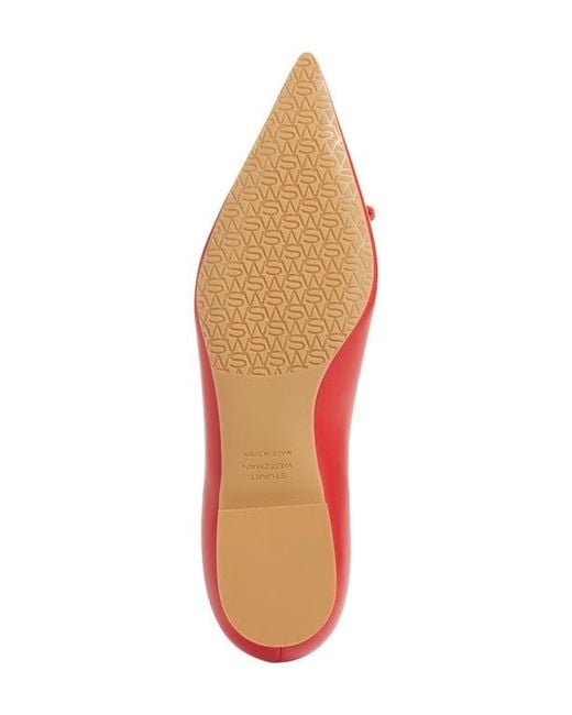 Stuart Weitzman Red Landon Pointed Toe Ballet Flat