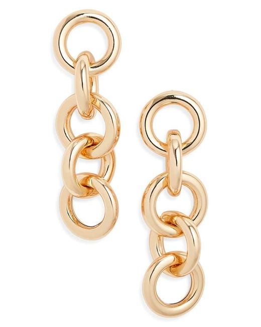 Open Edit Metallic Round Link Drop Earrings