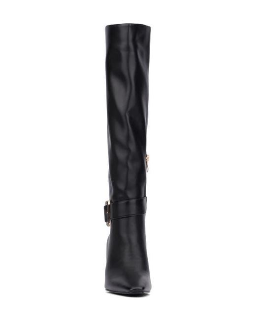 TORGEIS Black Faux Leather Tall Belt Boot