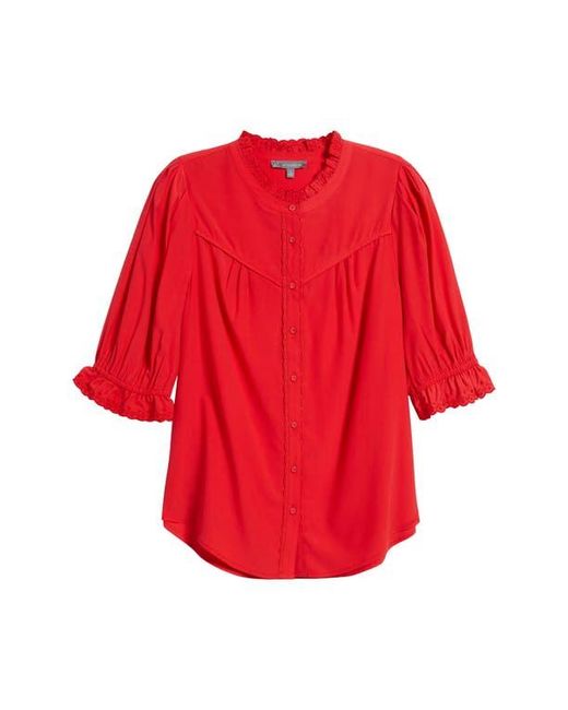 Wit & Wisdom Red Eyelet Accent Top