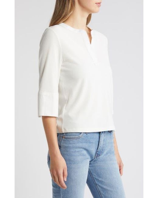 Wit & Wisdom White Split Neck Top