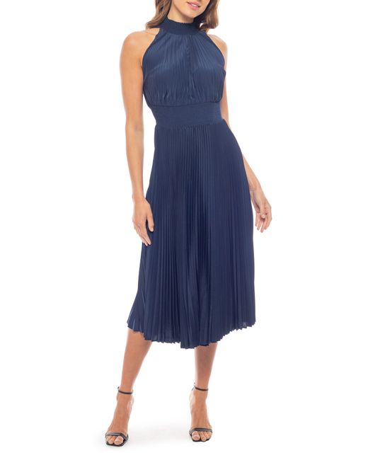 Marina Blue Pleated Midi Dress