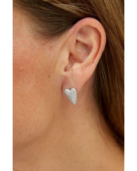 SAVVY CIE JEWELS Metallic Cz Pavé Heart Stud Earrings