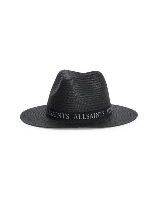 AllSaints Black Straw Fedora
