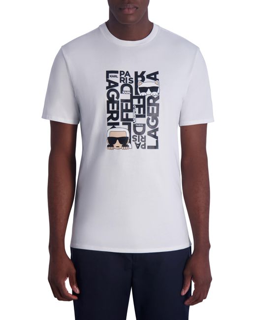 Karl Lagerfeld White Karl & Choupette Graphic T-shirt for men