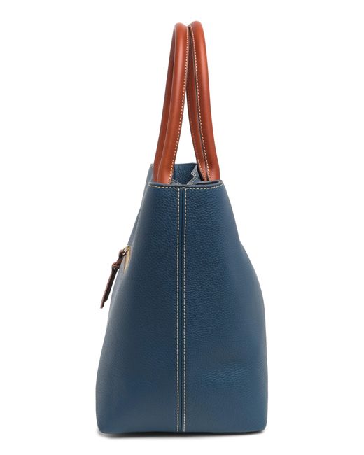 Dooney & Bourke Blue Medium Russel Leather Tote Bag
