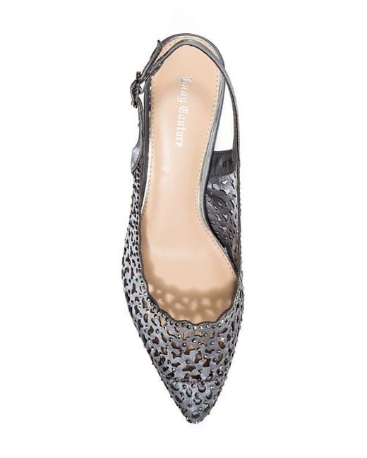 Lady Couture Metallic Rhinestone Laser Cut Slingback Pump