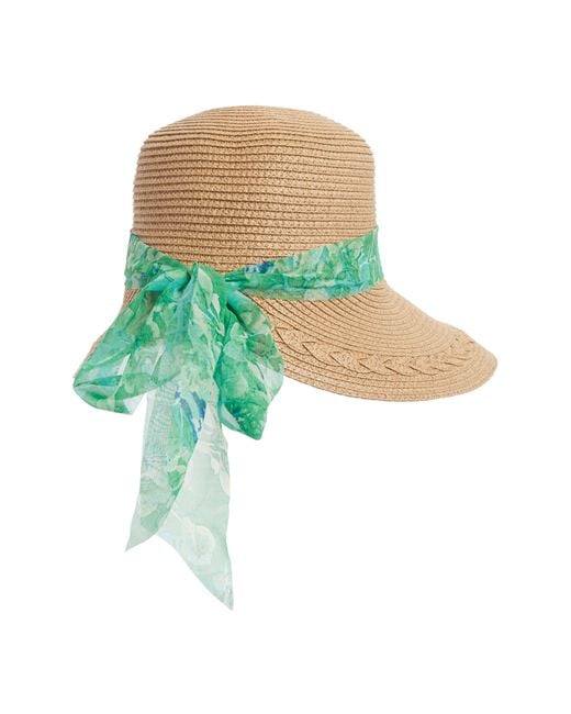 Nordstrom Green Scarf Trim Straw Hat