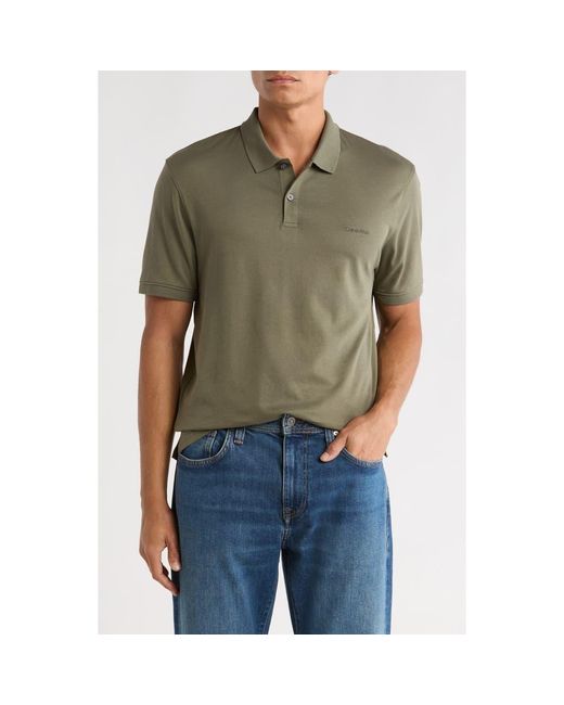 Calvin Klein Green Liquid Touch Interlock Cotton Polo for men