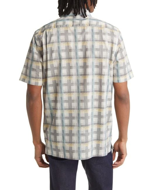 Good Man Brand Gray Big On-point Short Sleeve Organic Cotton Button-up Shirt for men