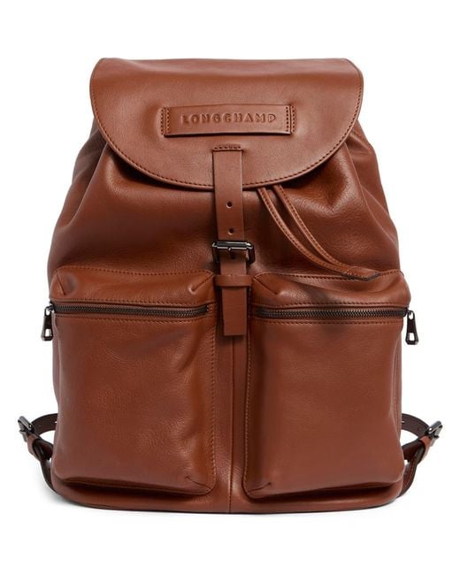 Longchamp Brown Lc3D Large Leather Backpack