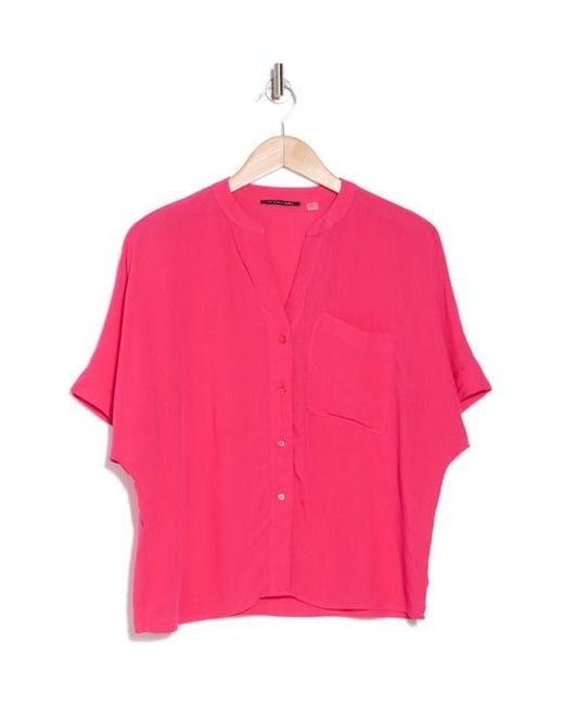 Tahari Pink Split Neck Shirt