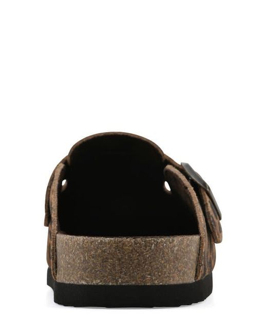 White Mountain Brown Bari Faux Shearling Footbed Suede Mule