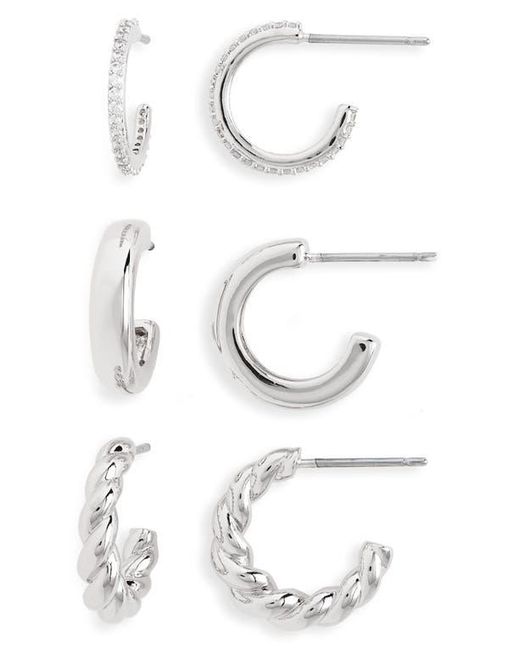 Nadri White Golden Hour Set Of 3 Huggie Hoop Earrings