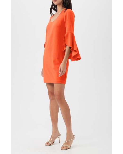 Trina Turk Orange Barbette Ruffle Sleeve Shift Dress