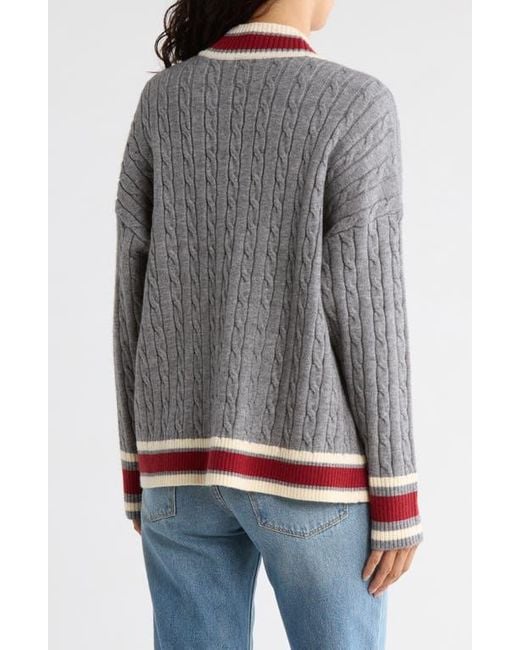 Vigoss Red Tipped Open Front Cable Cardigan