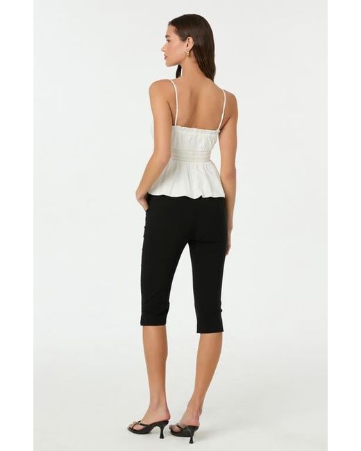 Astr White Bubble Hem Prairie Peplum Camisole