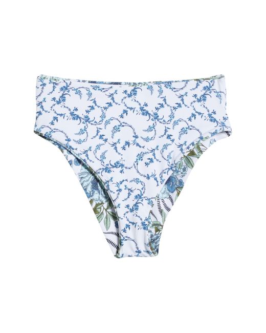 Maaji Blue Botanical Jolie Reversible High Waist Bikini Bottoms