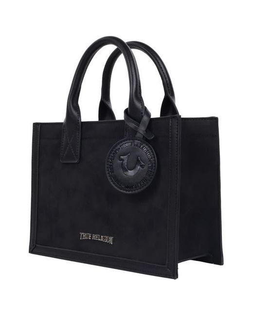 True Religion Black Top Handle Box Tote Bag