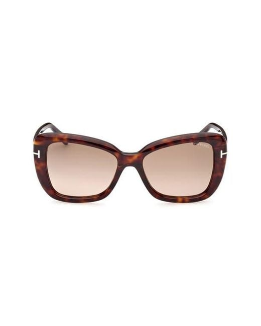 Tom Ford Brown Maeve 55Mm Gradient Polarized Butterfly Sunglasses