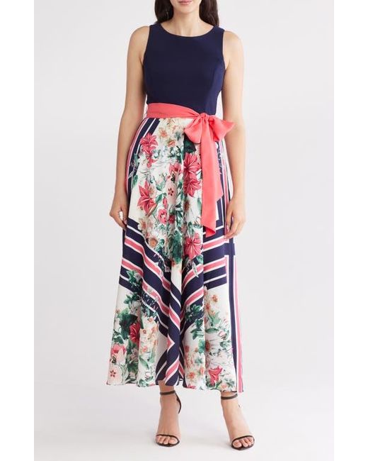 Eliza J Red Twofer Scarf Print Maxi Dress