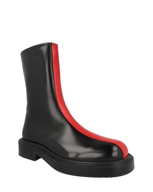 Ferragamo Black Contrasting Insert Leather Ankle Boot for men
