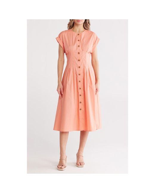 strapless open back dress Short Sleeve Backless Pink Midi Dress with Split / Wedding Guest Dress