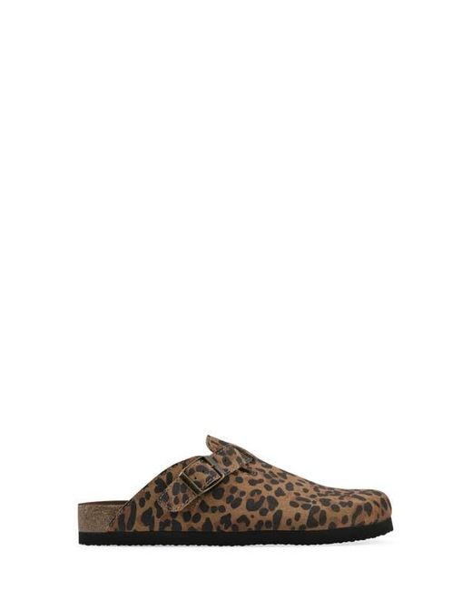 White Mountain Brown Bari Faux Shearling Footbed Suede Mule