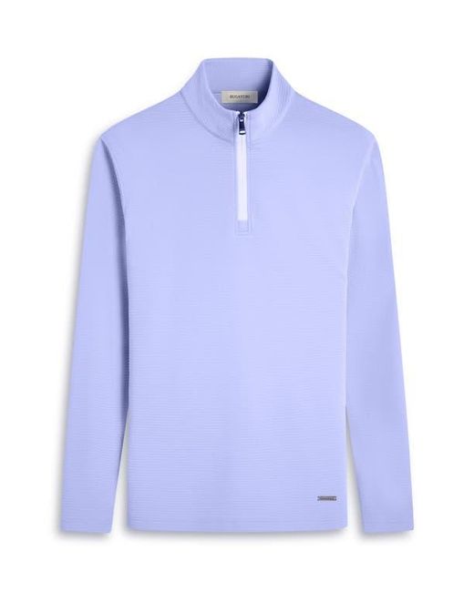 Bugatchi Blue Waffle Knit Quarter Zip Performance Pullover for men