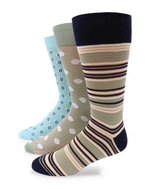 Lorenzo Uomo Multicolor 3-pack Assorted Stripe Cotton Blend Dress Socks for men