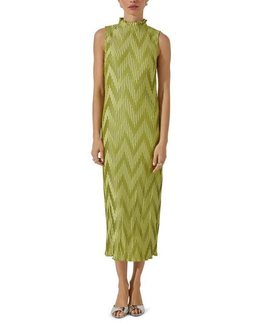 Astr Zigzag Pliss Mock Neck Midi Dress in Green | Lyst Astr Zigzag Pliss Mock Neck Midi Dress in Green | Lyst