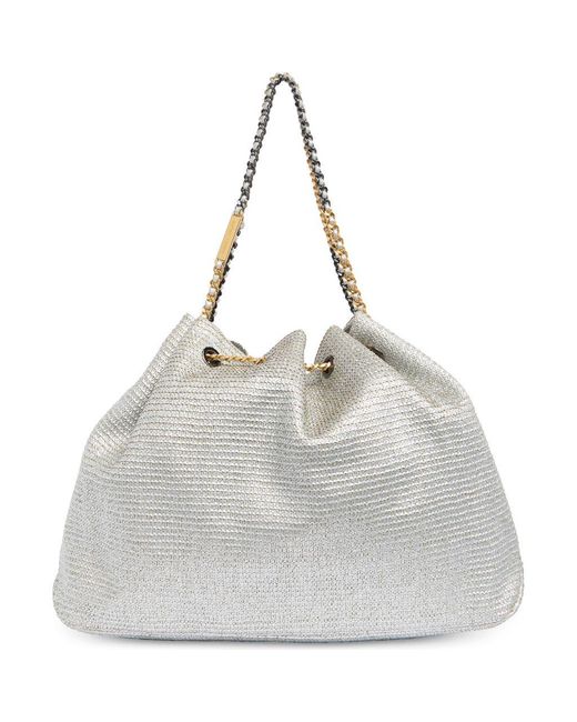 Rebecca Minkoff Metallic Leather Soft Tote in Gray | Lyst
