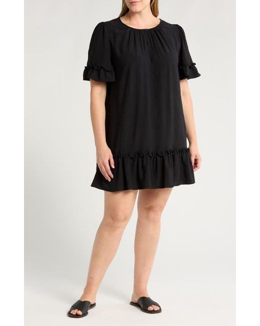 Max Studio Ruffle Short Sleeve Babydoll Dress in Black Lyst