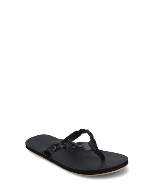 Journee Collection Black Tomi Braided Flip Flop