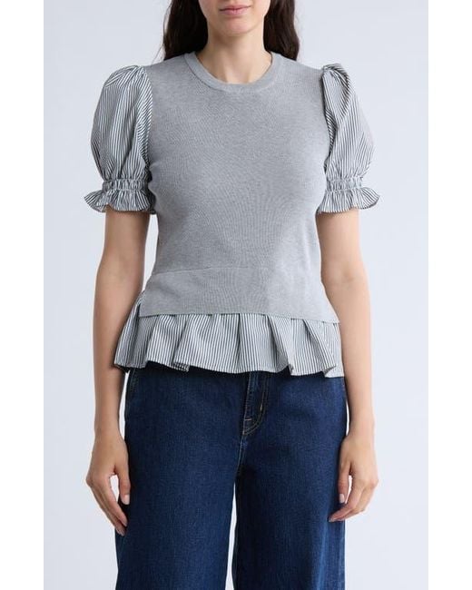 Nanette Lepore Blue Short Sleeve Twofer Sweater