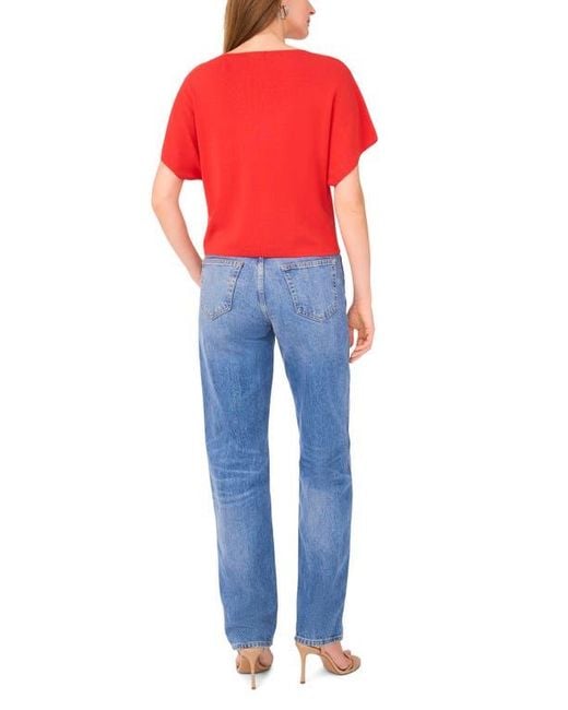 Halogen® Red Short Sleeve Crop Sweater