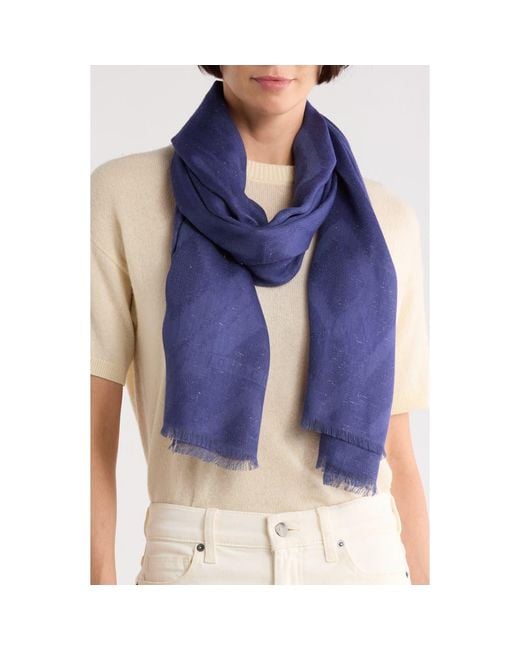 Longchamp Blue Lc3D Solid Scarf