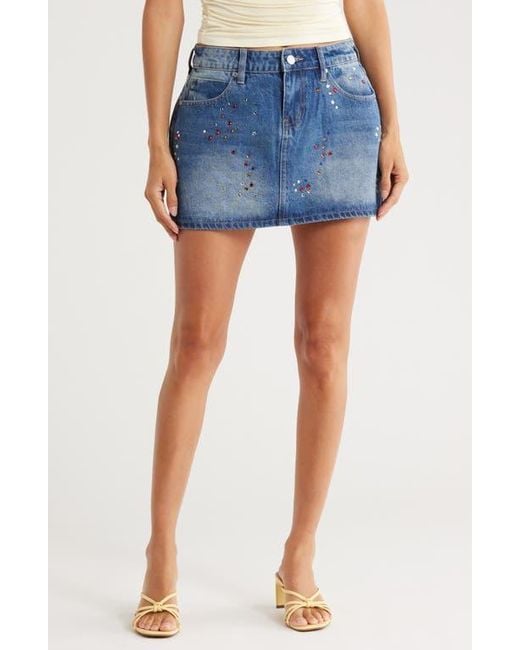 PTCL Blue Studded Denim Miniskirt