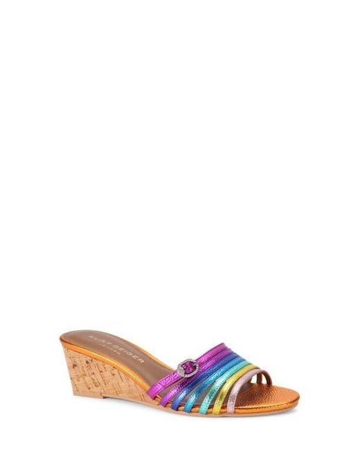 Kurt Geiger Blue Pierra Wedge Slide Sandal