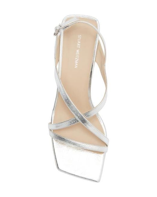 Stuart Weitzman White Oasis 50 Slingback Sandal