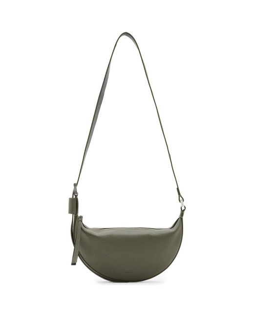 AllSaints Half Moon Leather Crossbody Bag in Metallic | Lyst