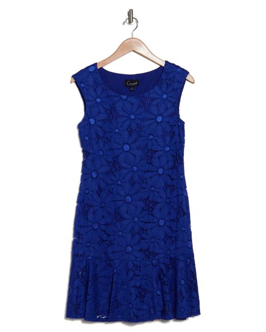 Connected Apparel Blue Tiered Hem Lace Dress