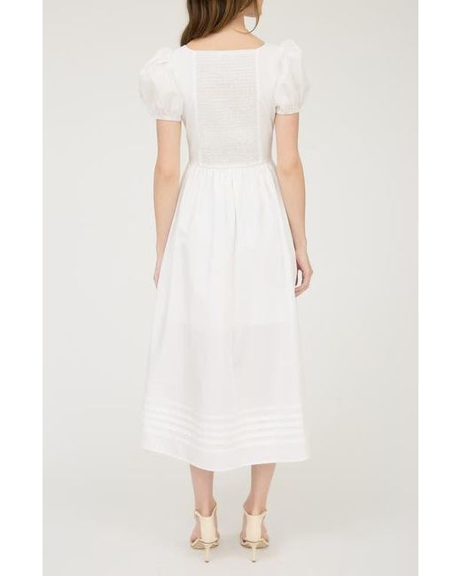 Blu Pepper White Puff Sleeve Midi Dress
