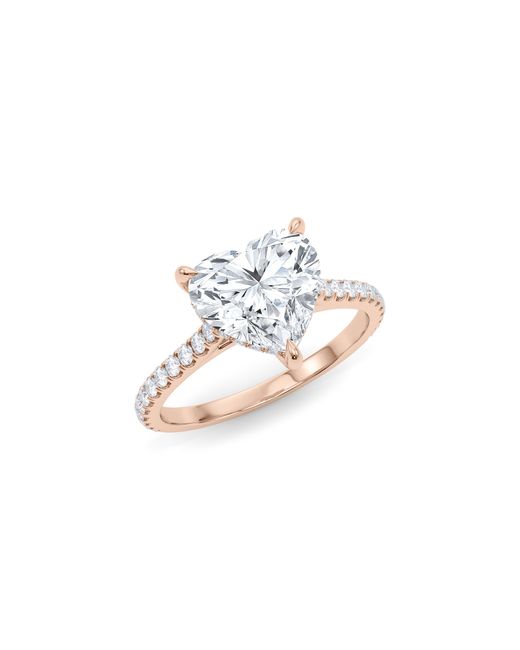 HauteCarat 18k White Gold Heart Cut Lab Created Diamond Engagement Ring