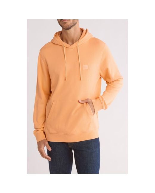 BOSS Men's Orange Wetalk Cotton Pullover Hoodie