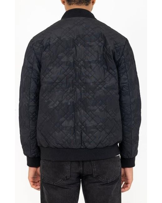 PINOPORTE Black Quilted Bomber Jacket for men