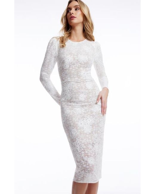 Dress the Population Sophia Long Sleeve Embroidered Lace Dress in Gray |  Lyst