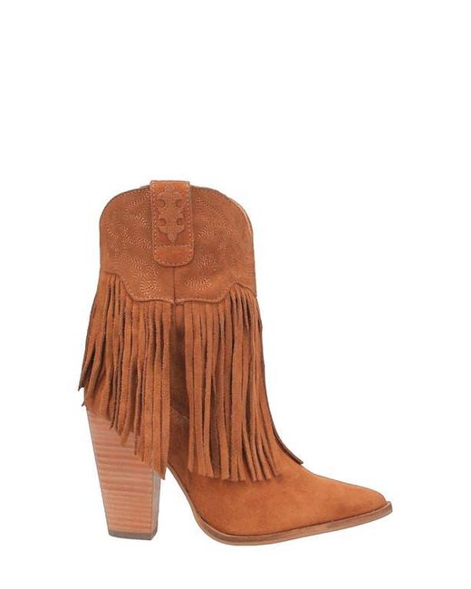 Dingo Brown Fringe Zip-Up Western Boot
